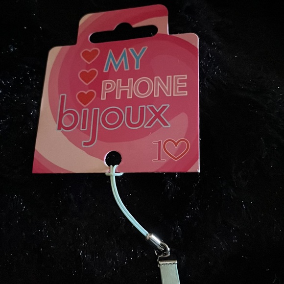 Silver I <3 U Cellphone Charm Heart w Blue Strap My Phone Bijou Lanyard Loop NWT - Picture 3 of 3